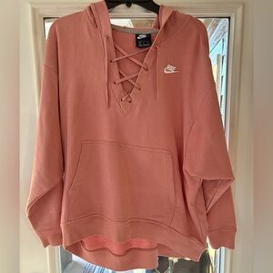 Nike Women's Blush Pink Lace-Up Hoodie